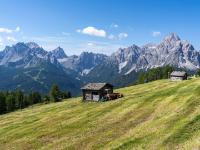 Sextener Dolomiten Paradeblick von der Hahnspiel Alm